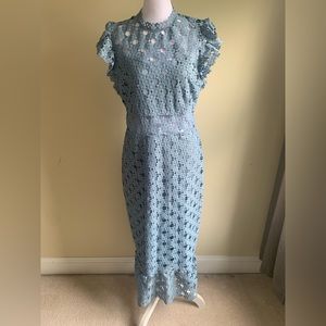 Stunning blue lace cocktail dress.
